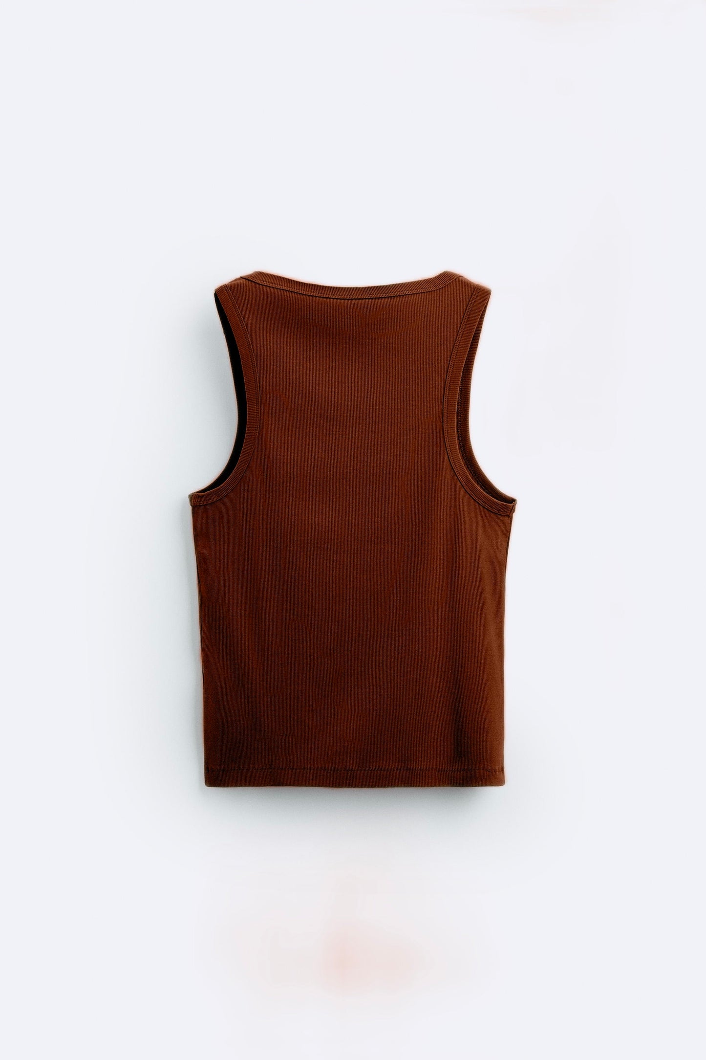 Brown Ribbed Tank Top