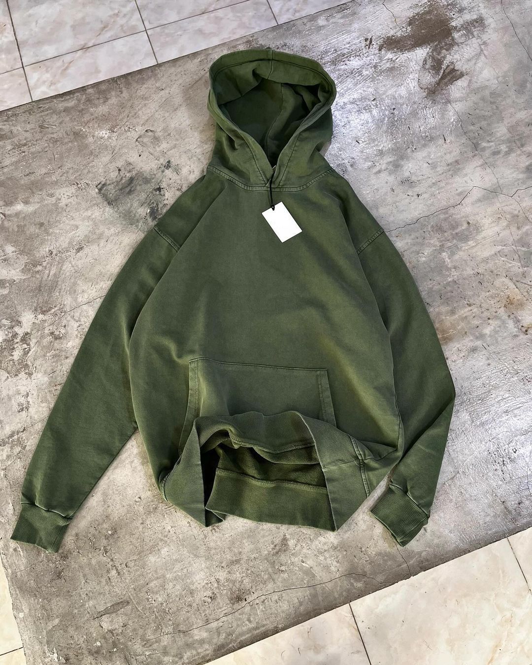 Dark Green Washed Hoodie