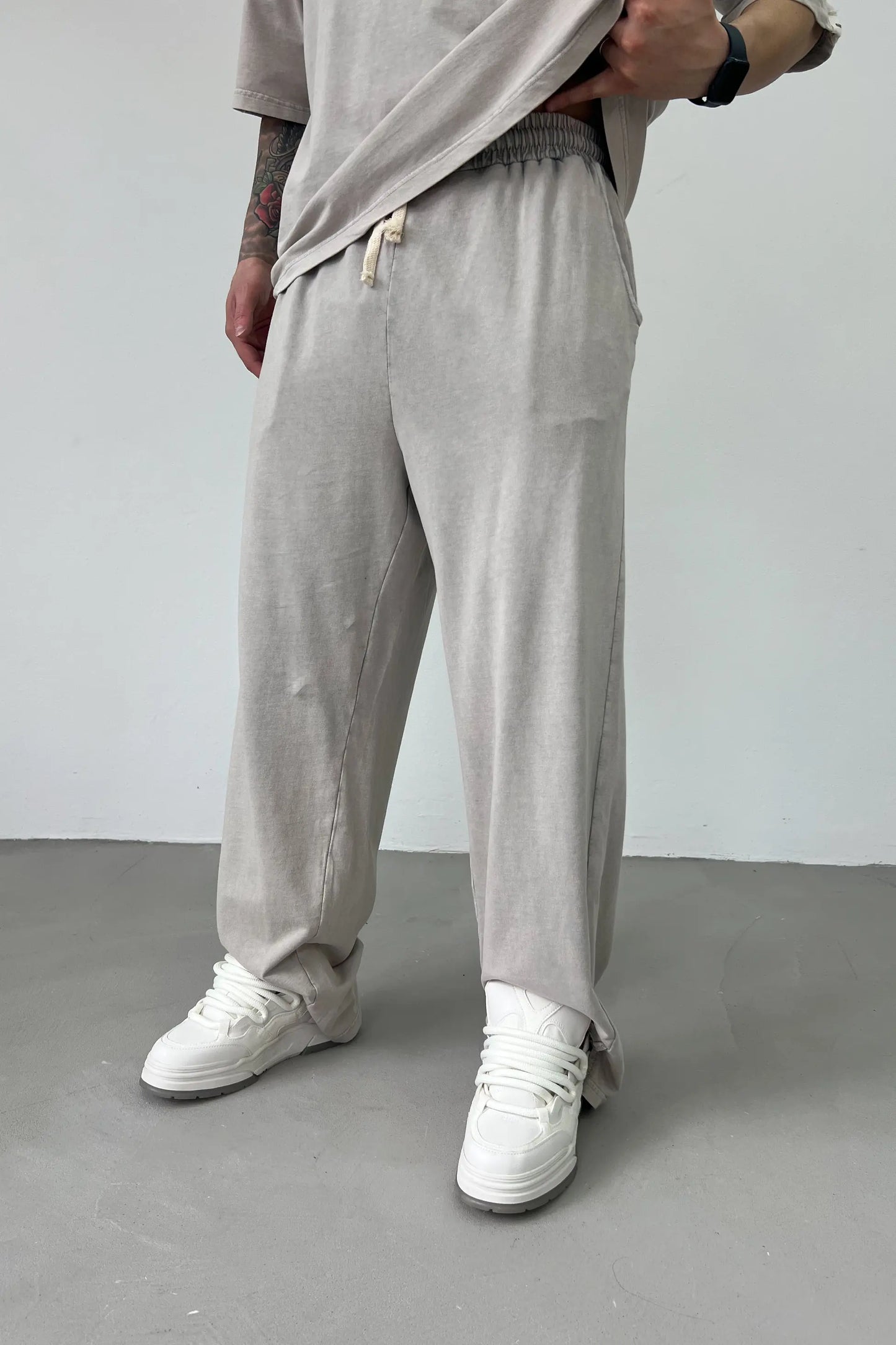 Washed Oversize Basic Set | Light Grey