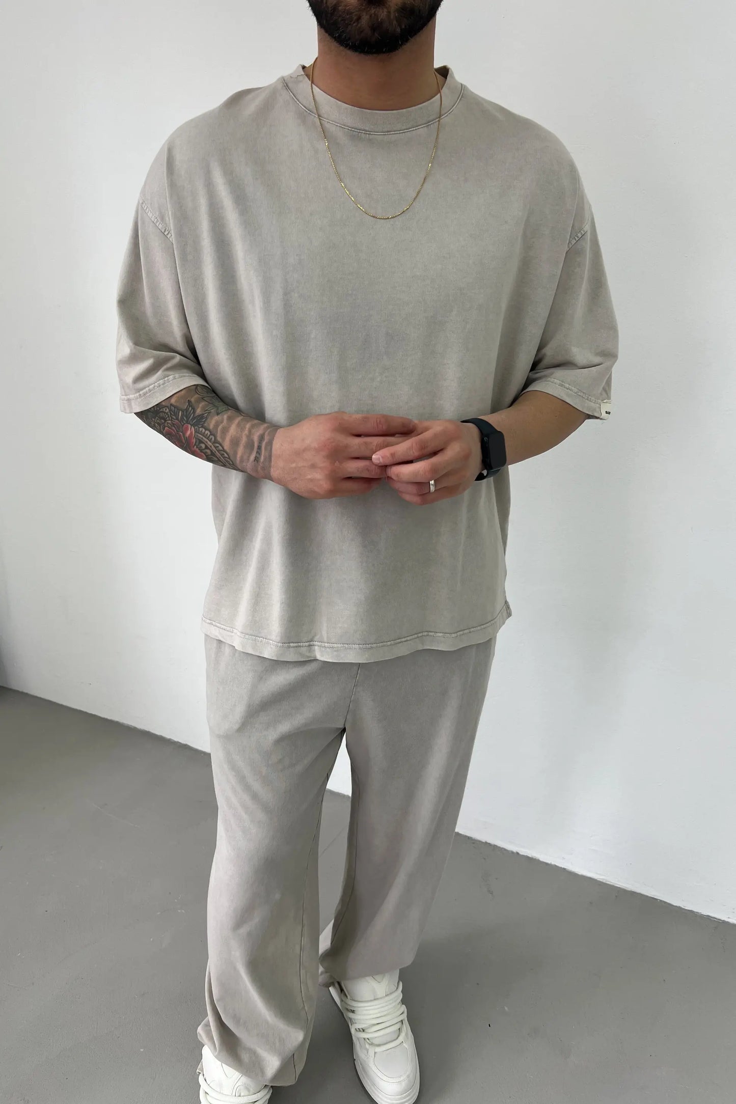 Washed Oversize Basic Set | Light Grey