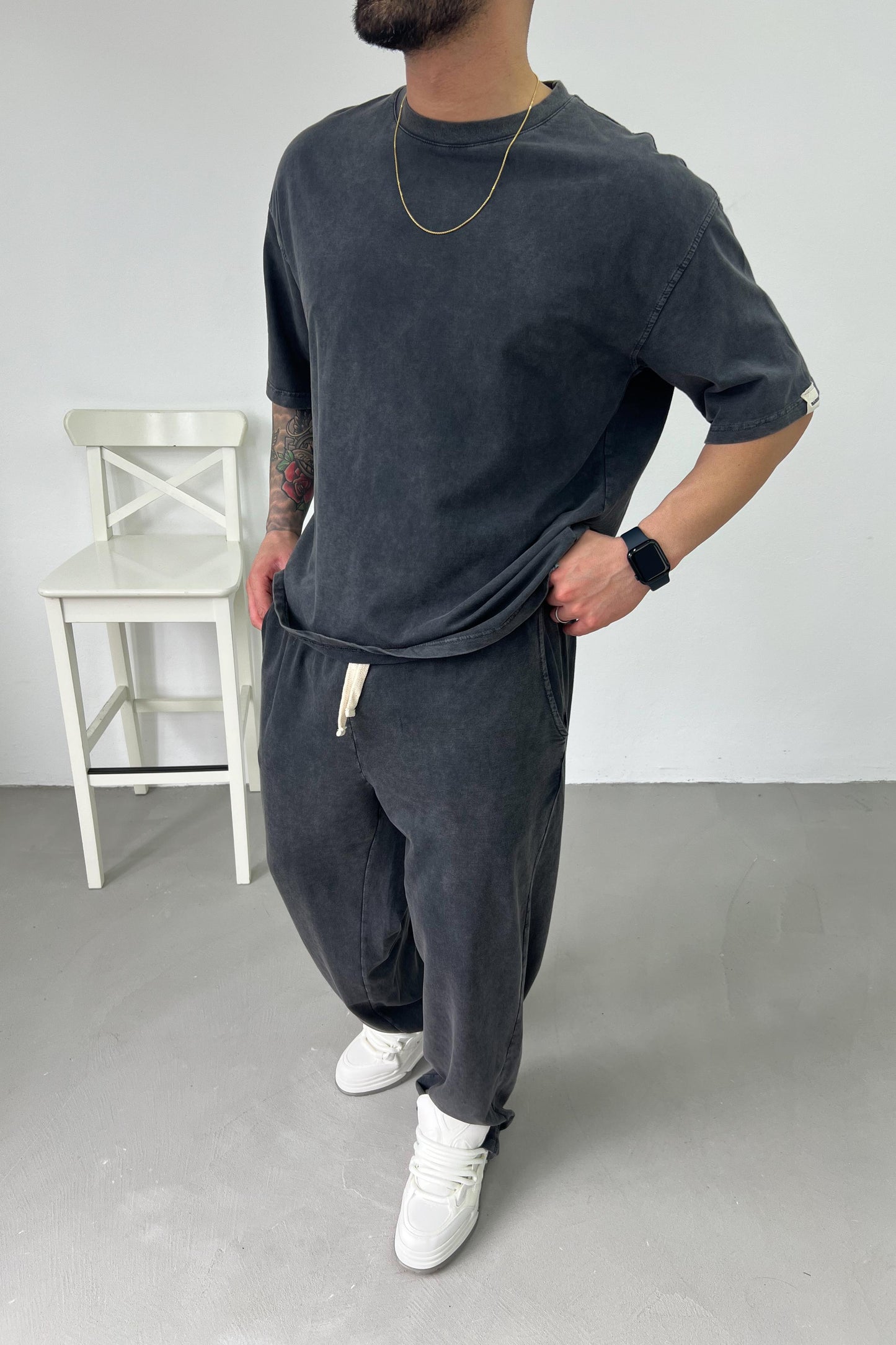 Washed Oversize Basic Set | Grey