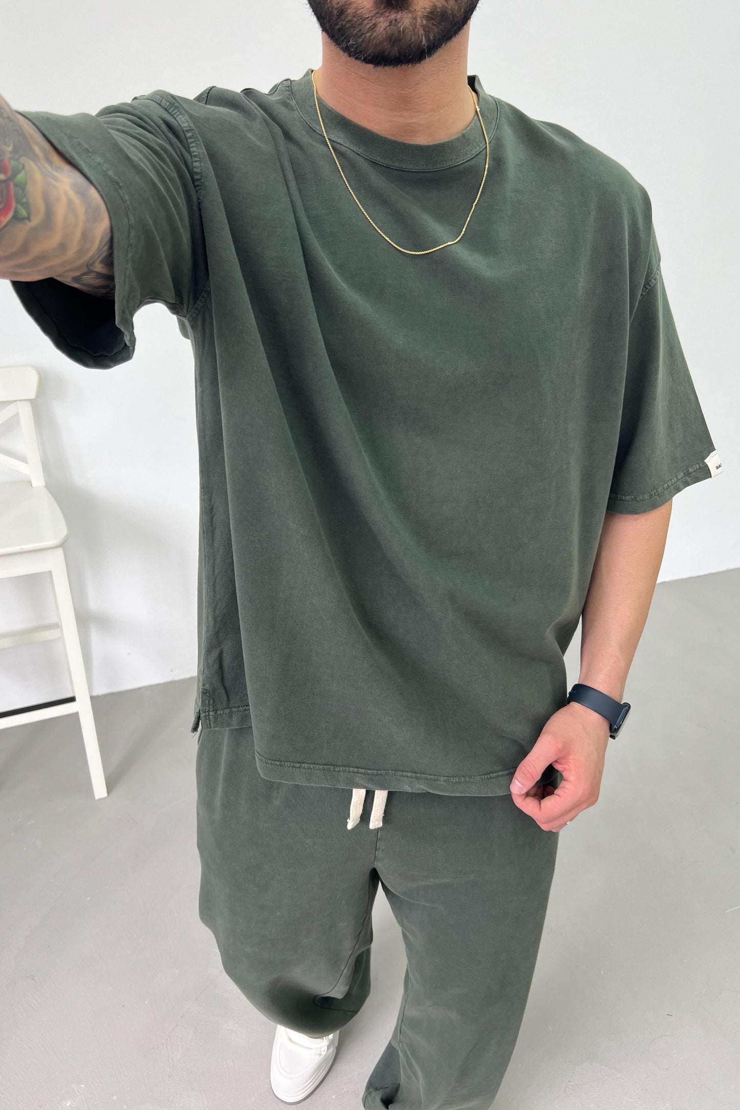 Washed Oversize Basic Set | Navy Green