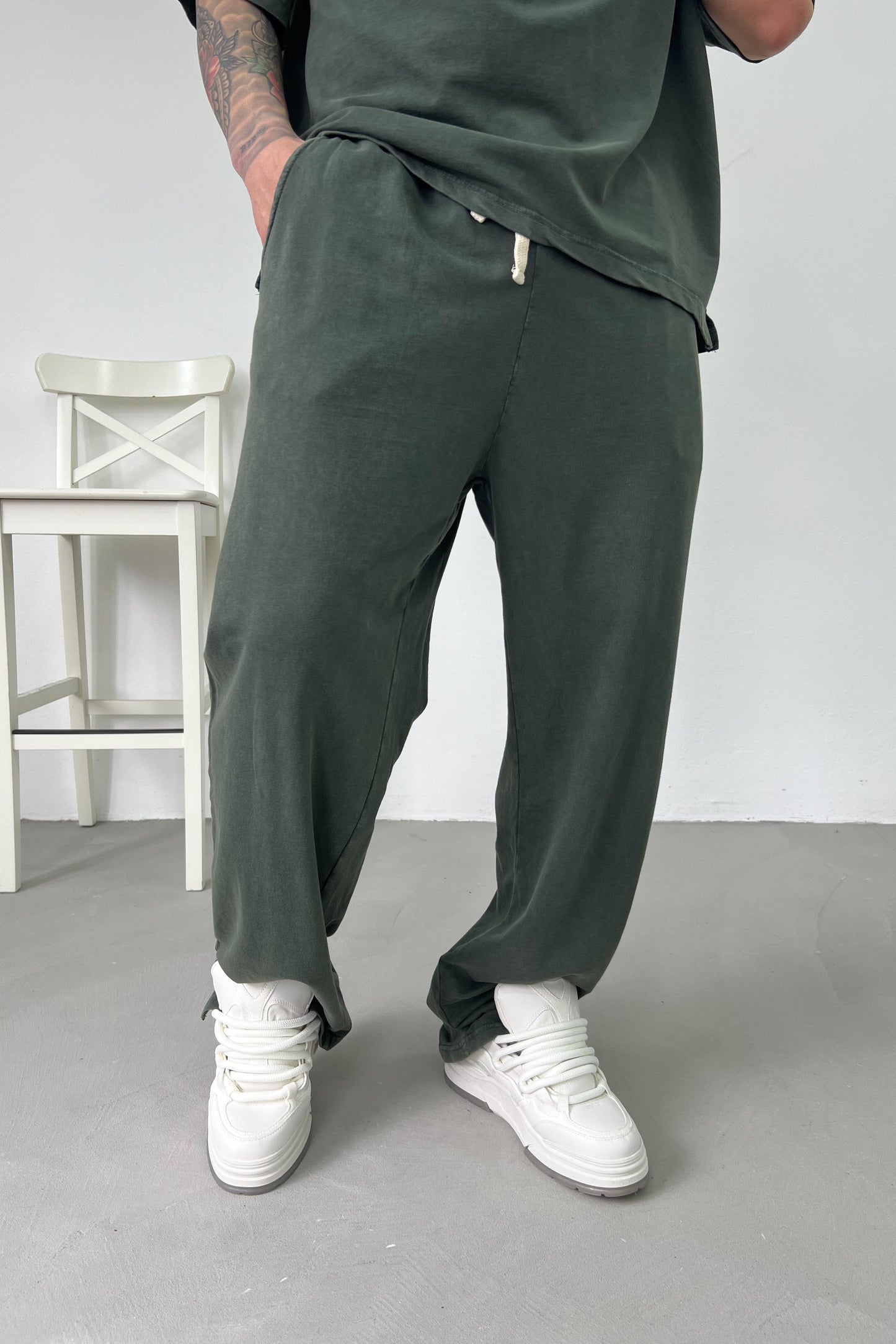Washed Oversize Basic Set | Navy Green