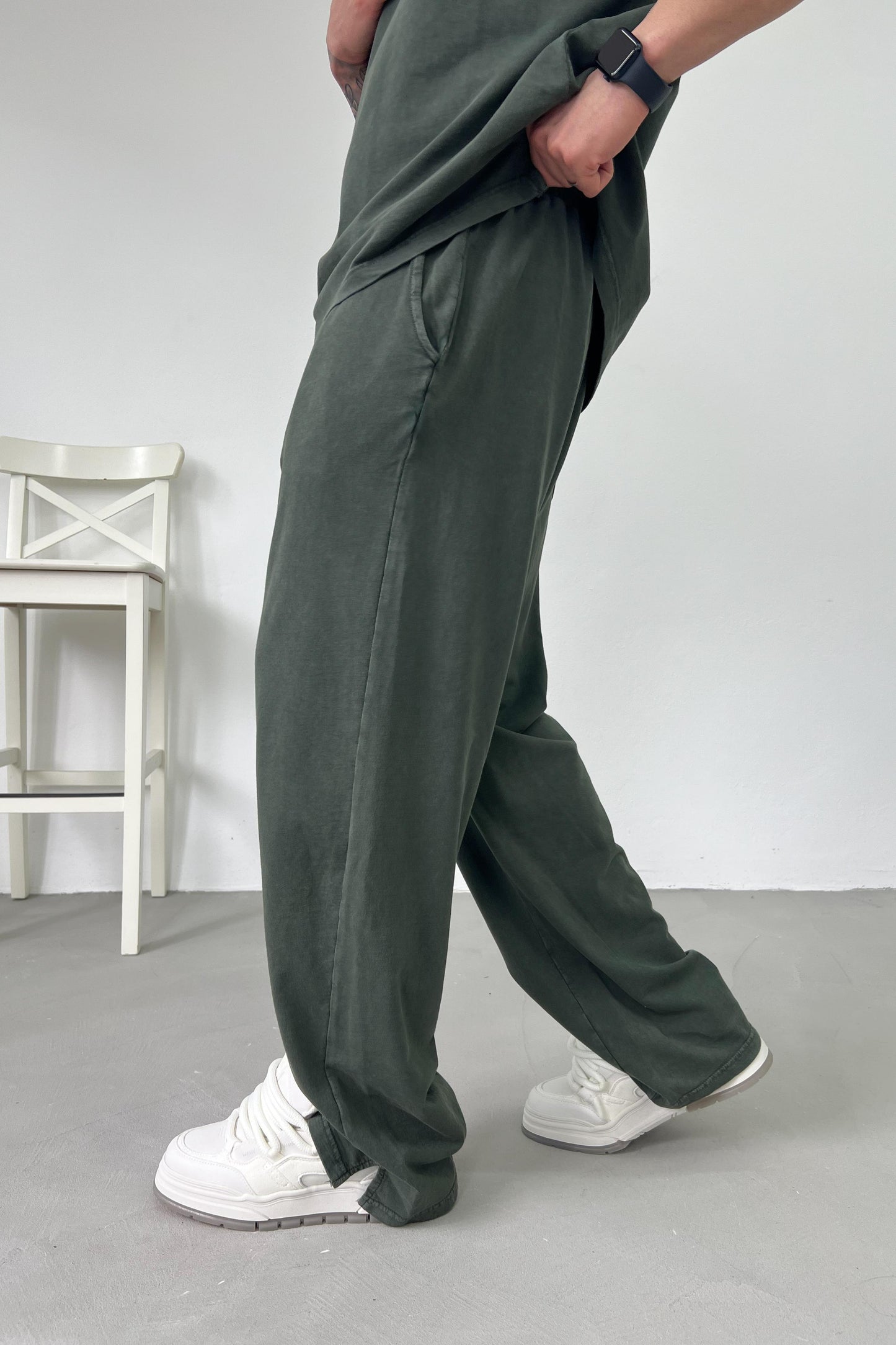 Washed Oversize Basic Set | Navy Green