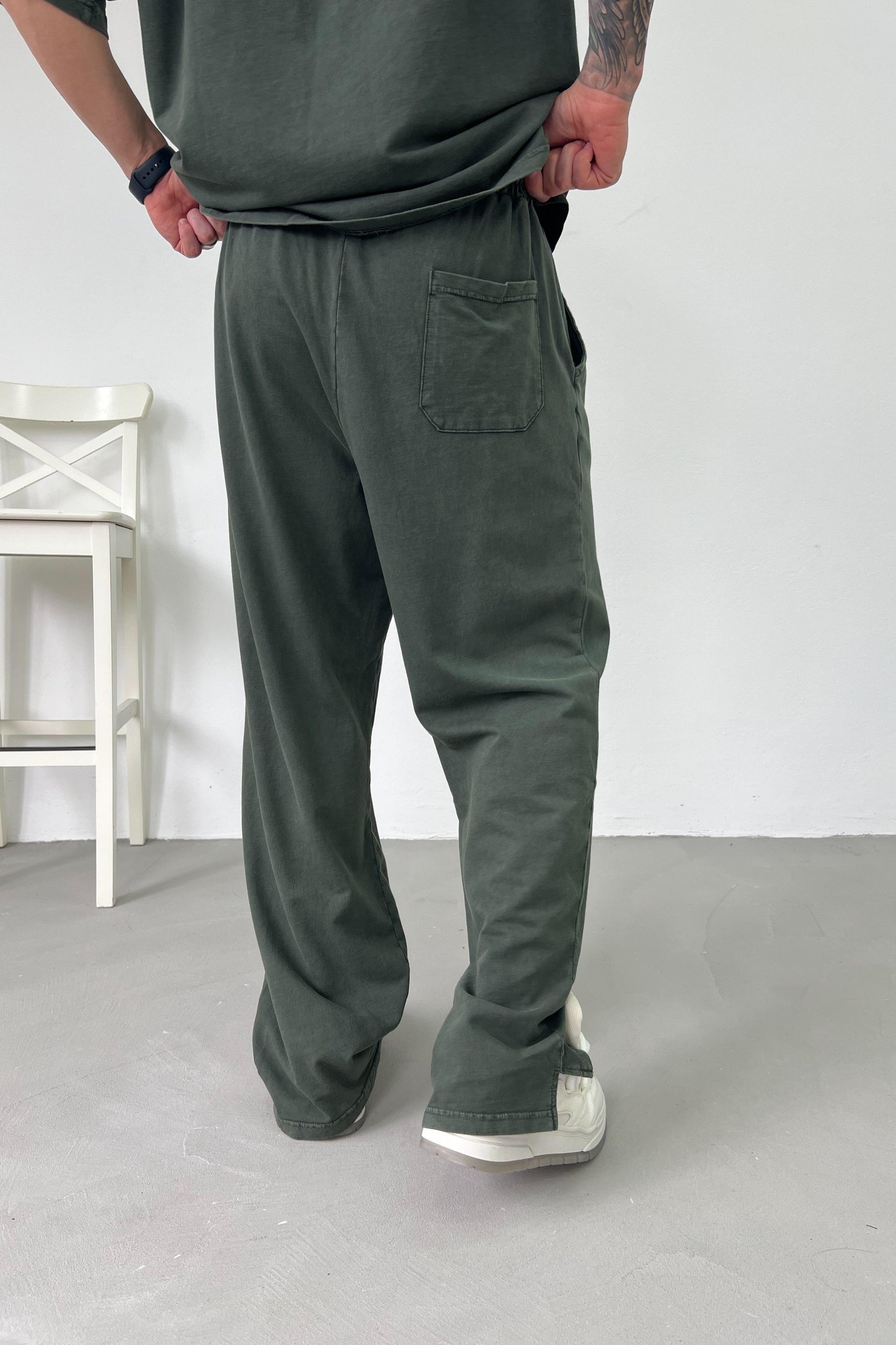 Washed Oversize Basic Set | Navy Green