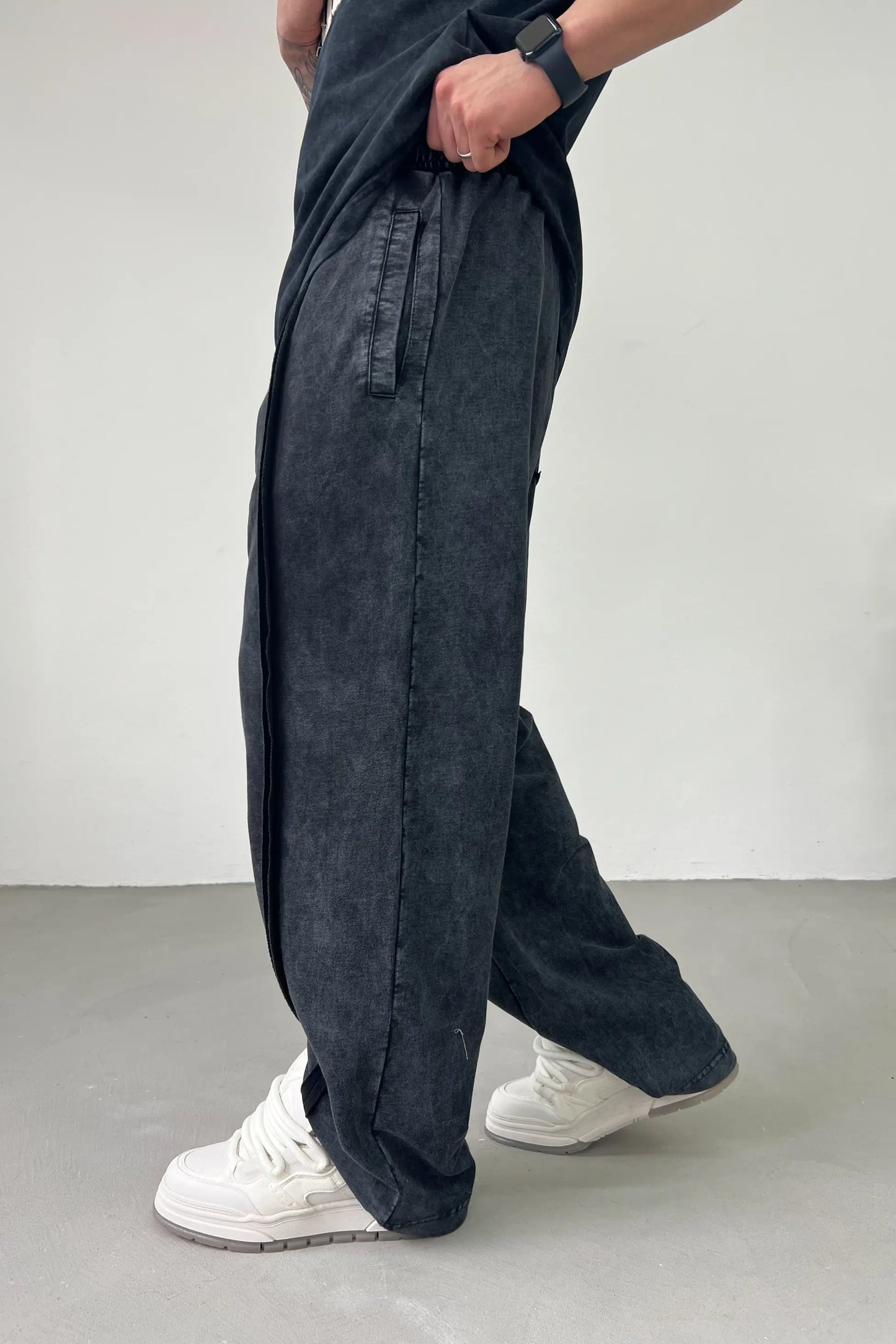 Lightweight Detailed Washable Baggy Tracksuit | GREY