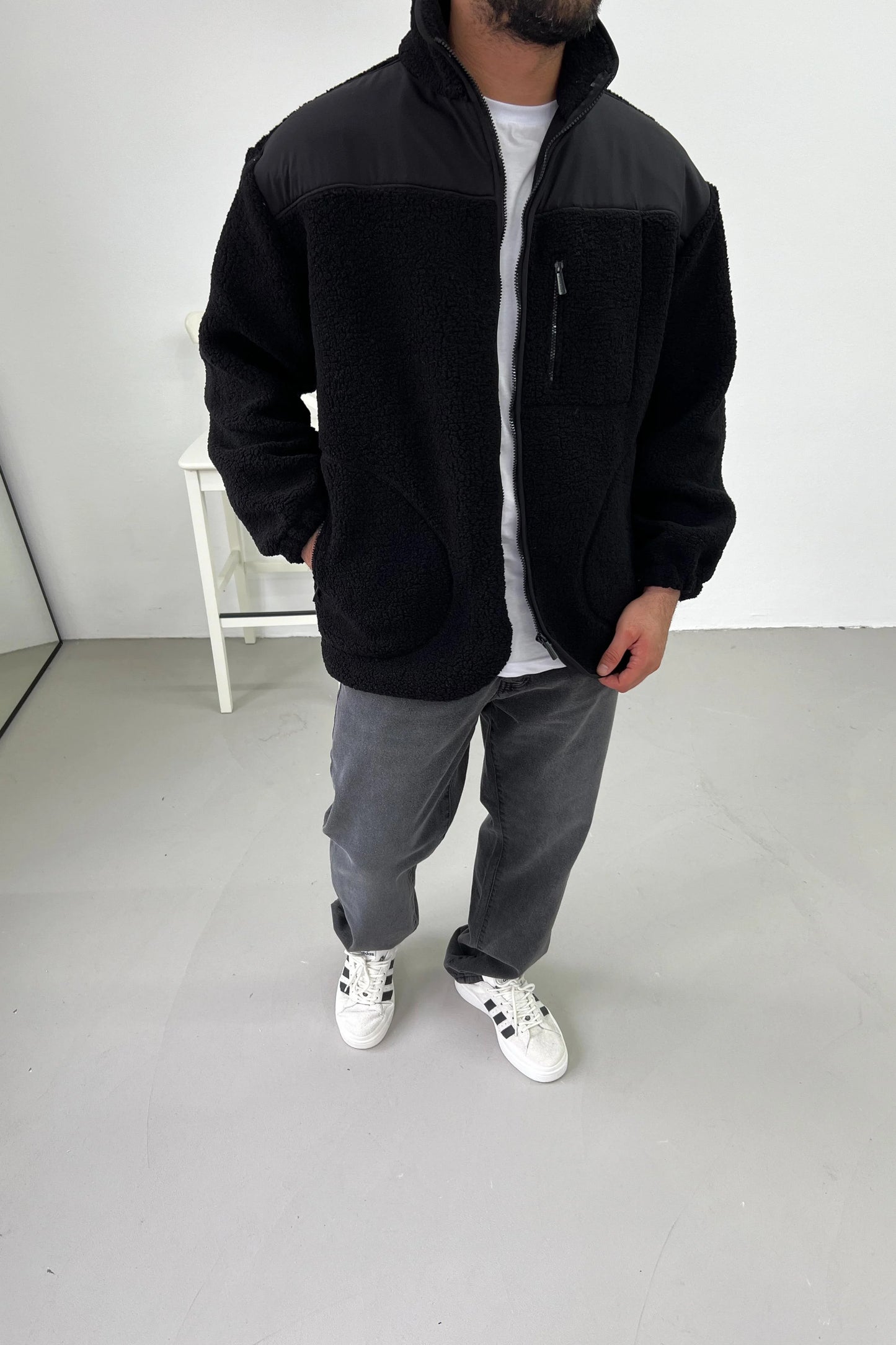 Oversize Black Plush Jacket