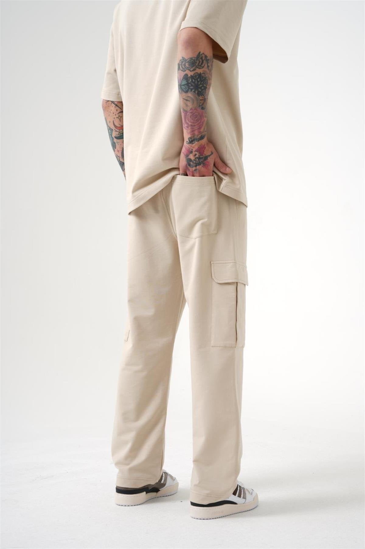 Comfortable Beige Cargo Pocket Pants