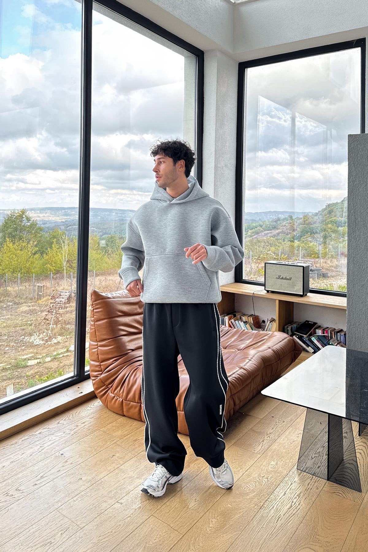 Black Striped Transitional Sweatpants