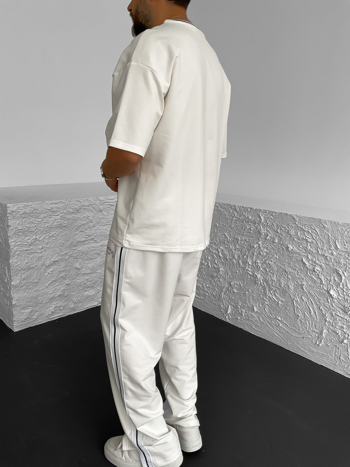 White Athletic Printed Oversize T-Shirt