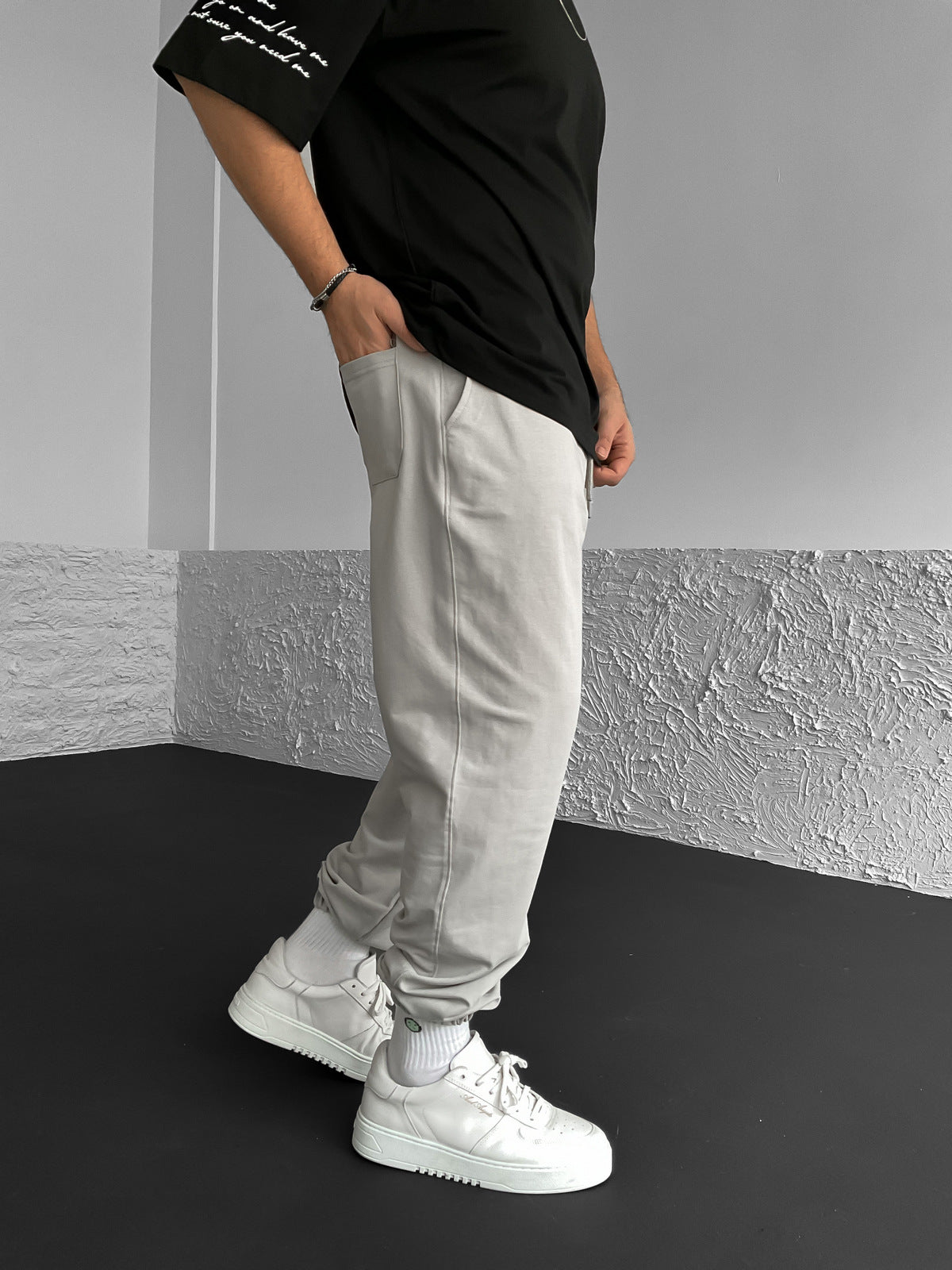 Basic Ice Grey Thread Elastic Tracksuit