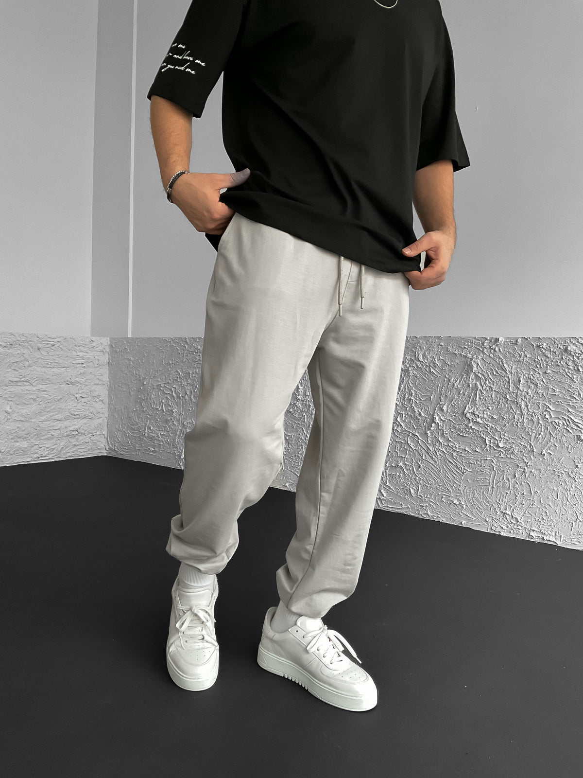 Basic Ice Grey Thread Elastic Tracksuit
