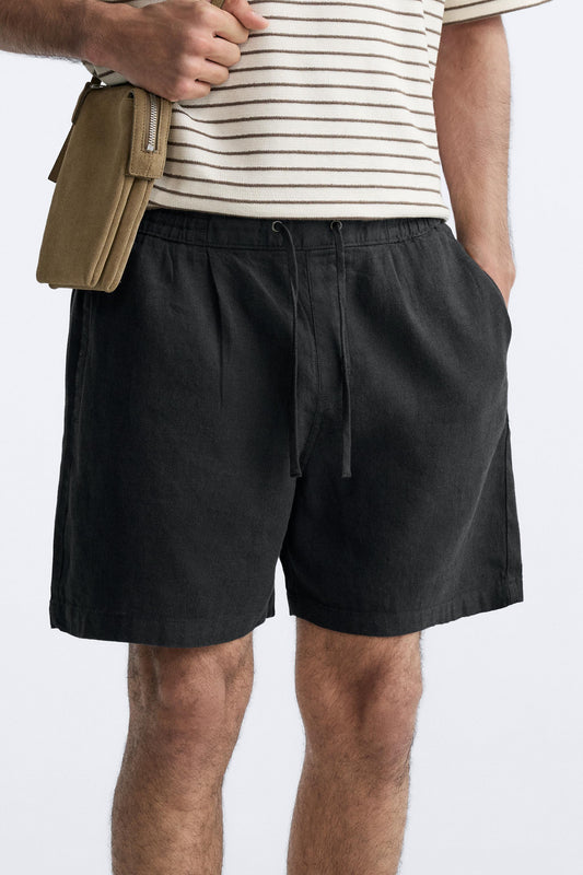 Black Linen Short