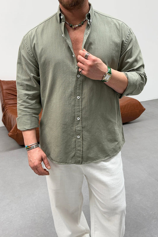 OVERSIZED FRESH LINEN SHIRT • KHAKI