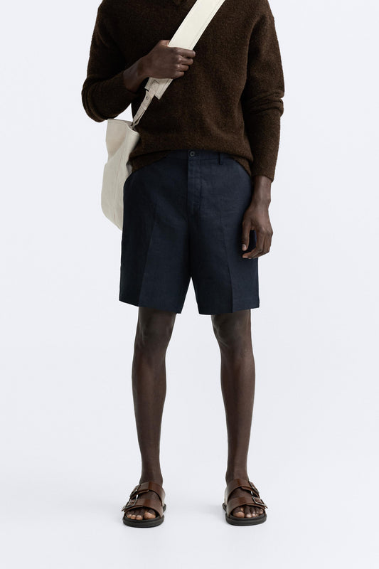Navy Blue Linen Short