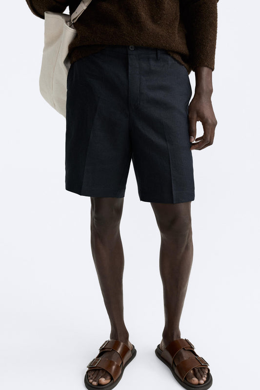 Navy Blue Linen Short
