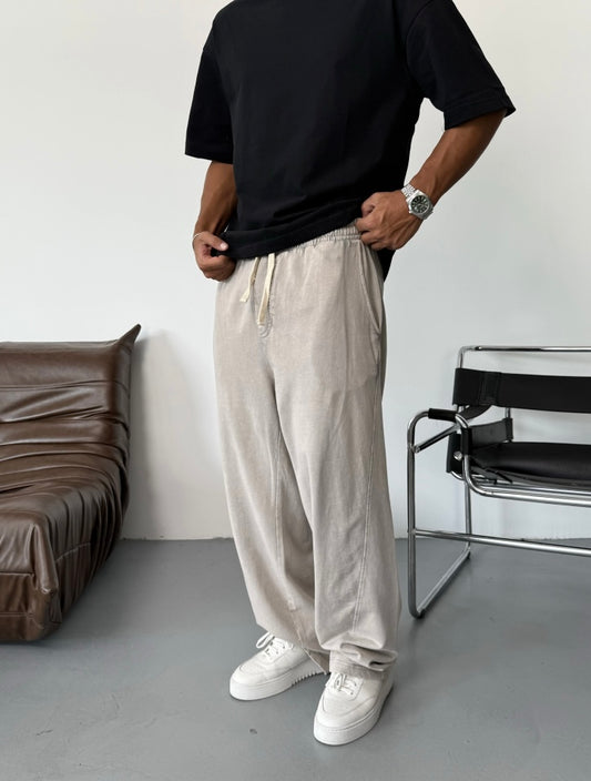 Cream Wash Baggy Sweatpants