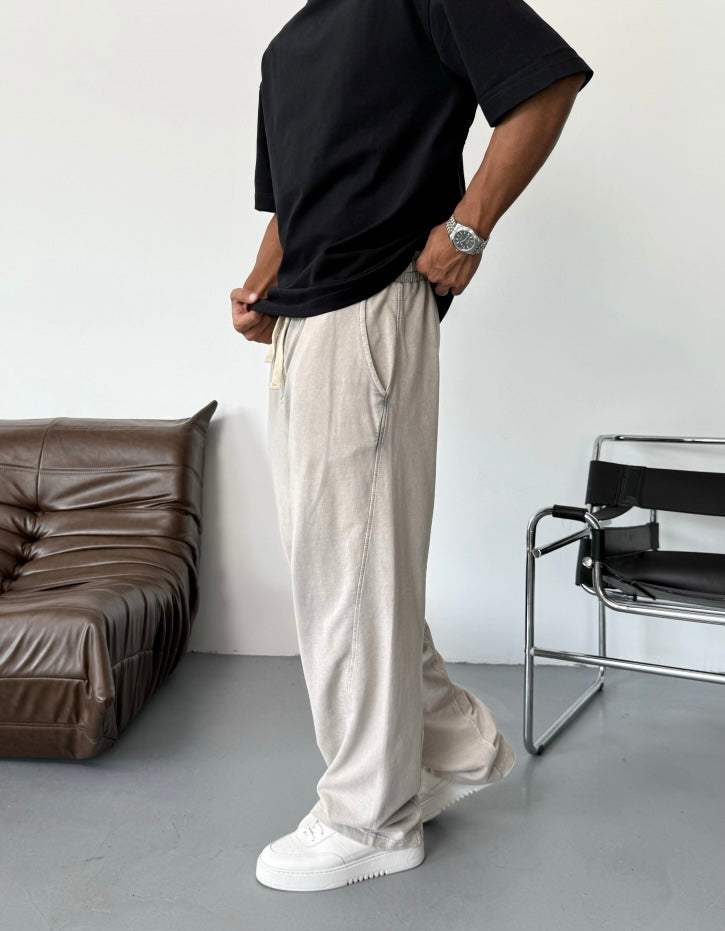 Cream Wash Baggy Sweatpants