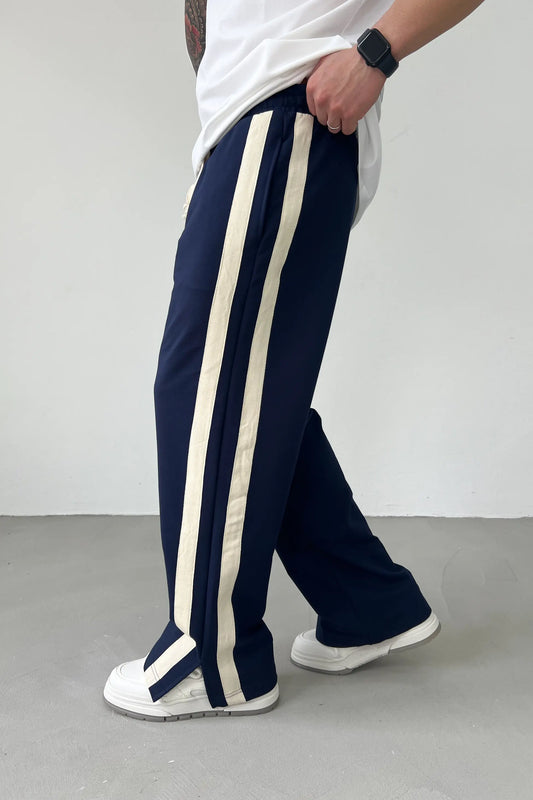 Baggy Tracksuit with Cut-Out Stripe Detail | NAVY BLUE