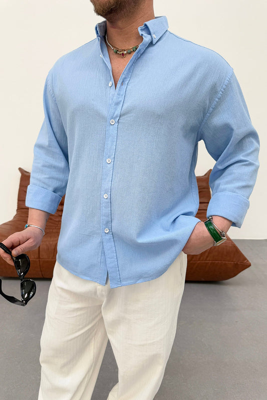 OVERSIZED FRESH LINEN SHIRT • BABY BLUE
