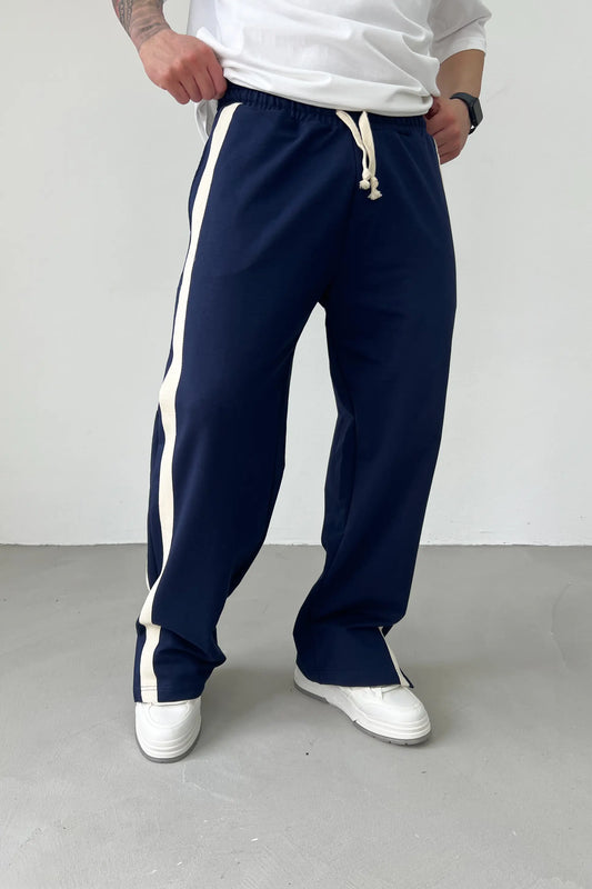 Baggy Tracksuit with Cut-Out Stripe Detail | NAVY BLUE