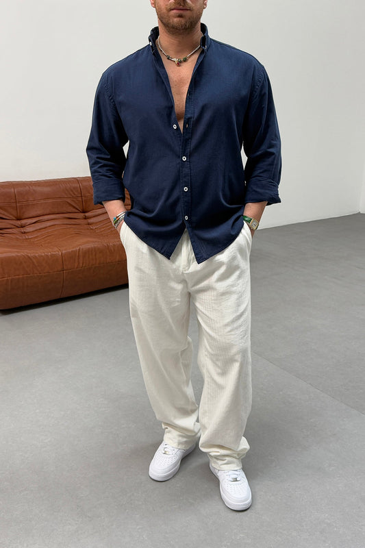 OVERSIZED FRESH LINEN SHIRT • NAVY BLUE