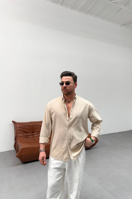 OVERSIZED FRESH LINEN SHIRT • BEIGE