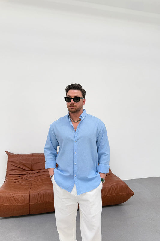 OVERSIZED FRESH LINEN SHIRT • BABY BLUE