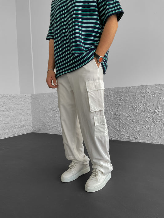 White Linen Cargo Pants