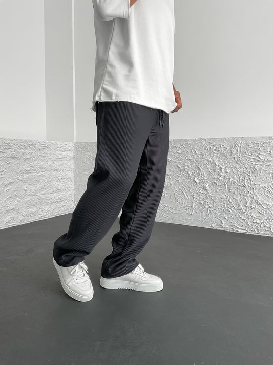 Smoked Ribbed Tube Leg Trousers