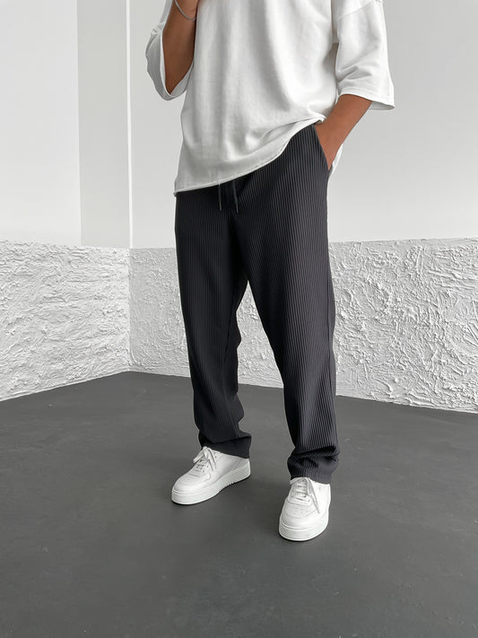 Smoked Ribbed Tube Leg Trousers