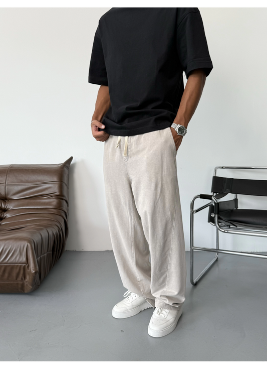 Cream Wash Baggy Sweatpants