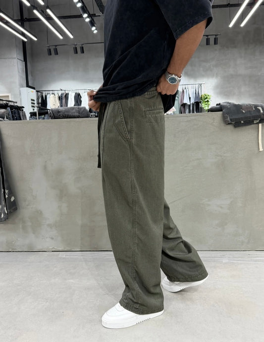 Khaki Gabardine Fabric Super Baggy