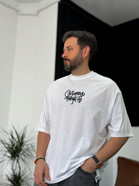 White Crime Printed Oversize T-Shirt