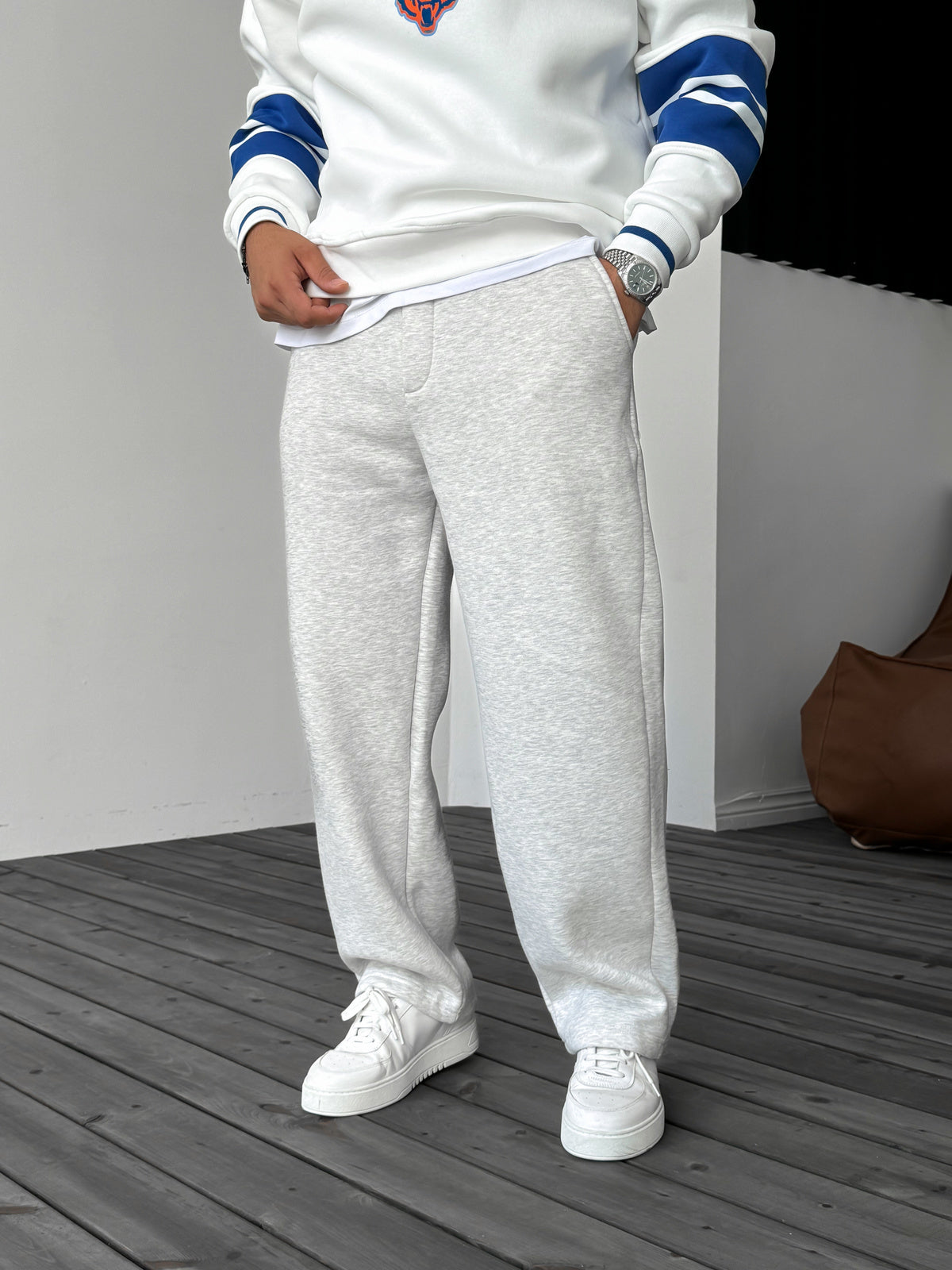 Light Gray Striped Pants