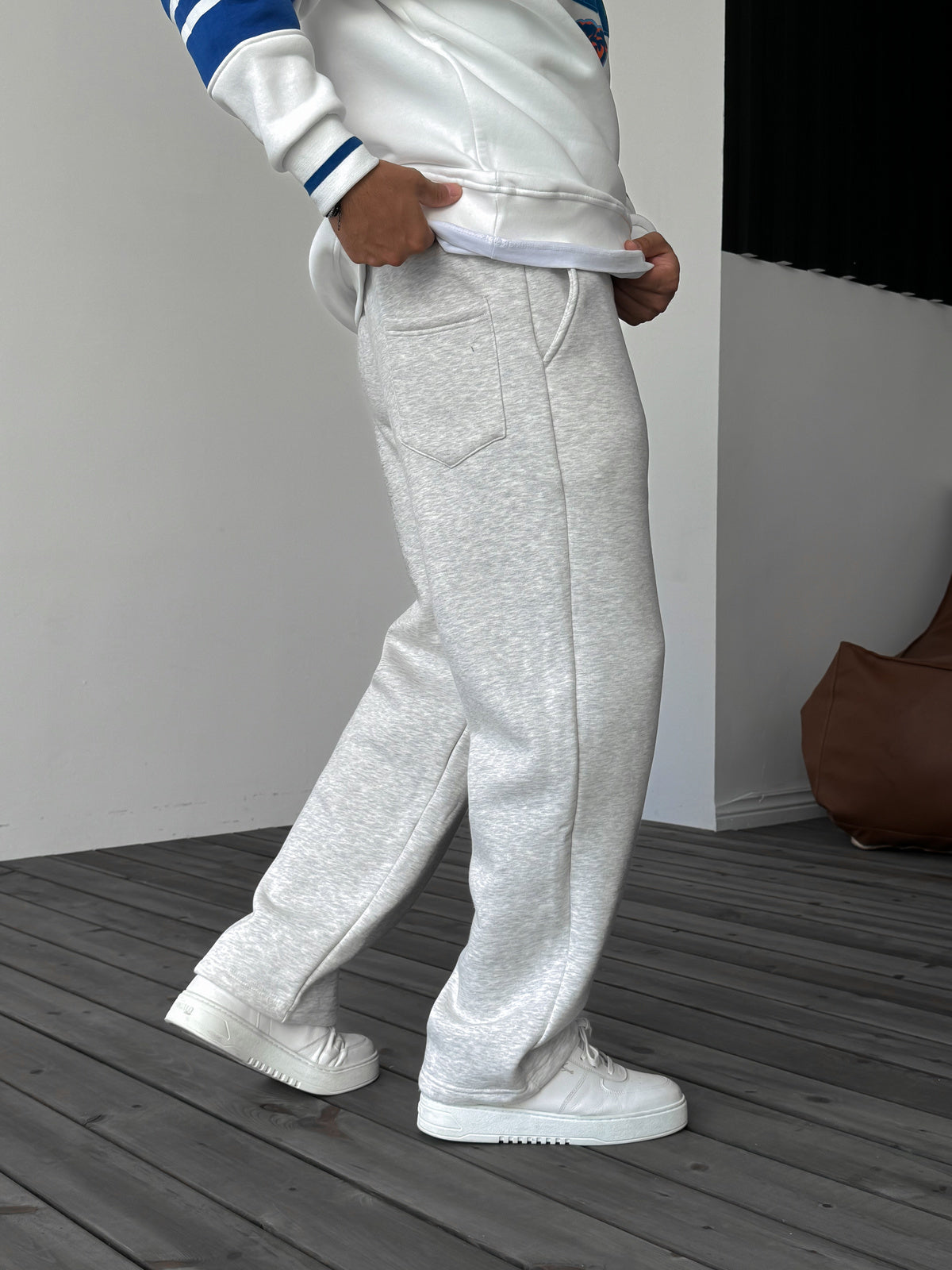 Light Gray Striped Pants