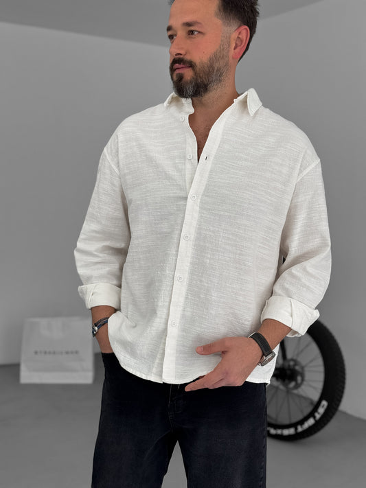 MUSLIN FABRIC SHIRT • WHITE