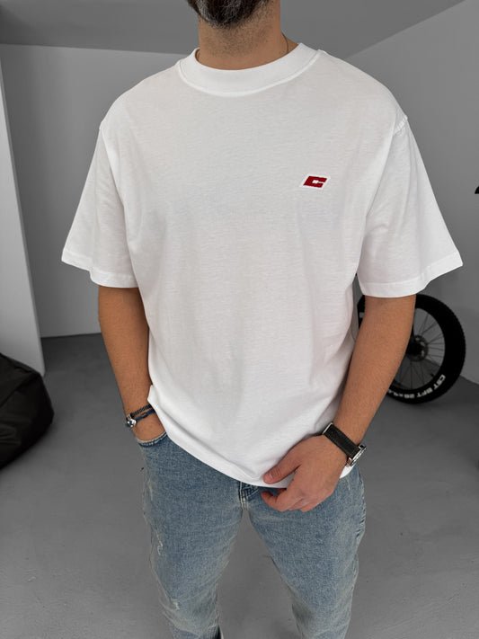 White C Embroidered Oversize T-Shirt