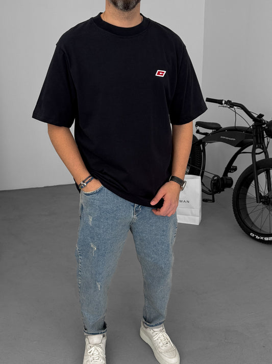 Black C Embroidered Oversize T-Shirt
