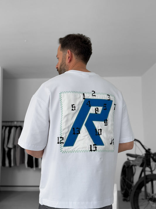 White R Patched Oversize T-Shirt