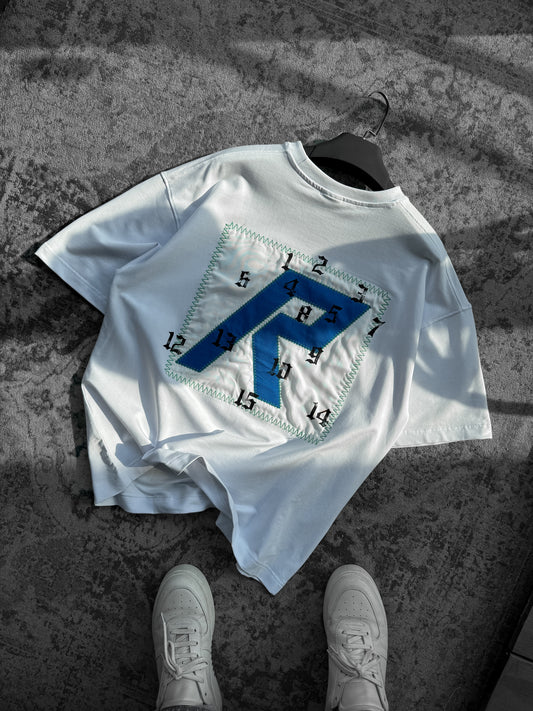 White R Patched Oversize T-Shirt