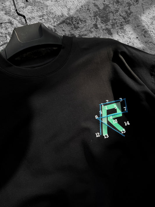 Black R Patched Oversize T-Shirt