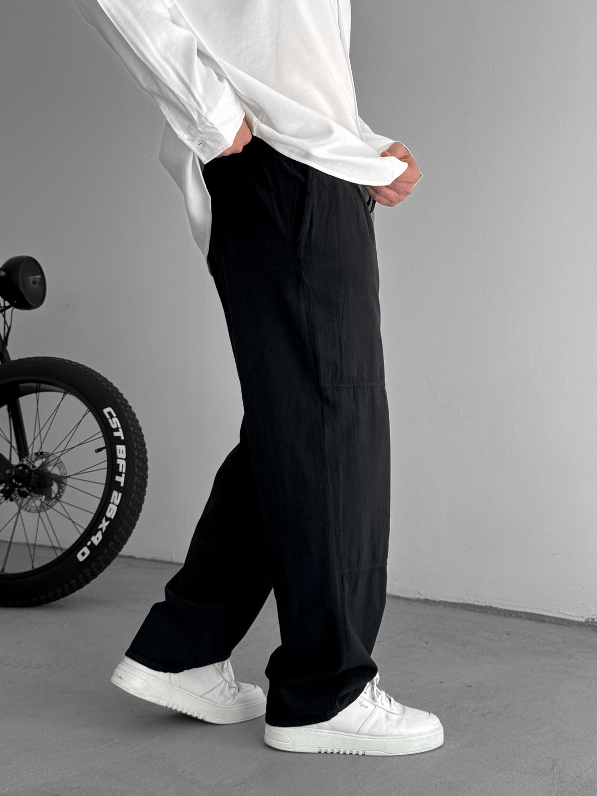 Comfortable Baggy Pants with Black Stitching