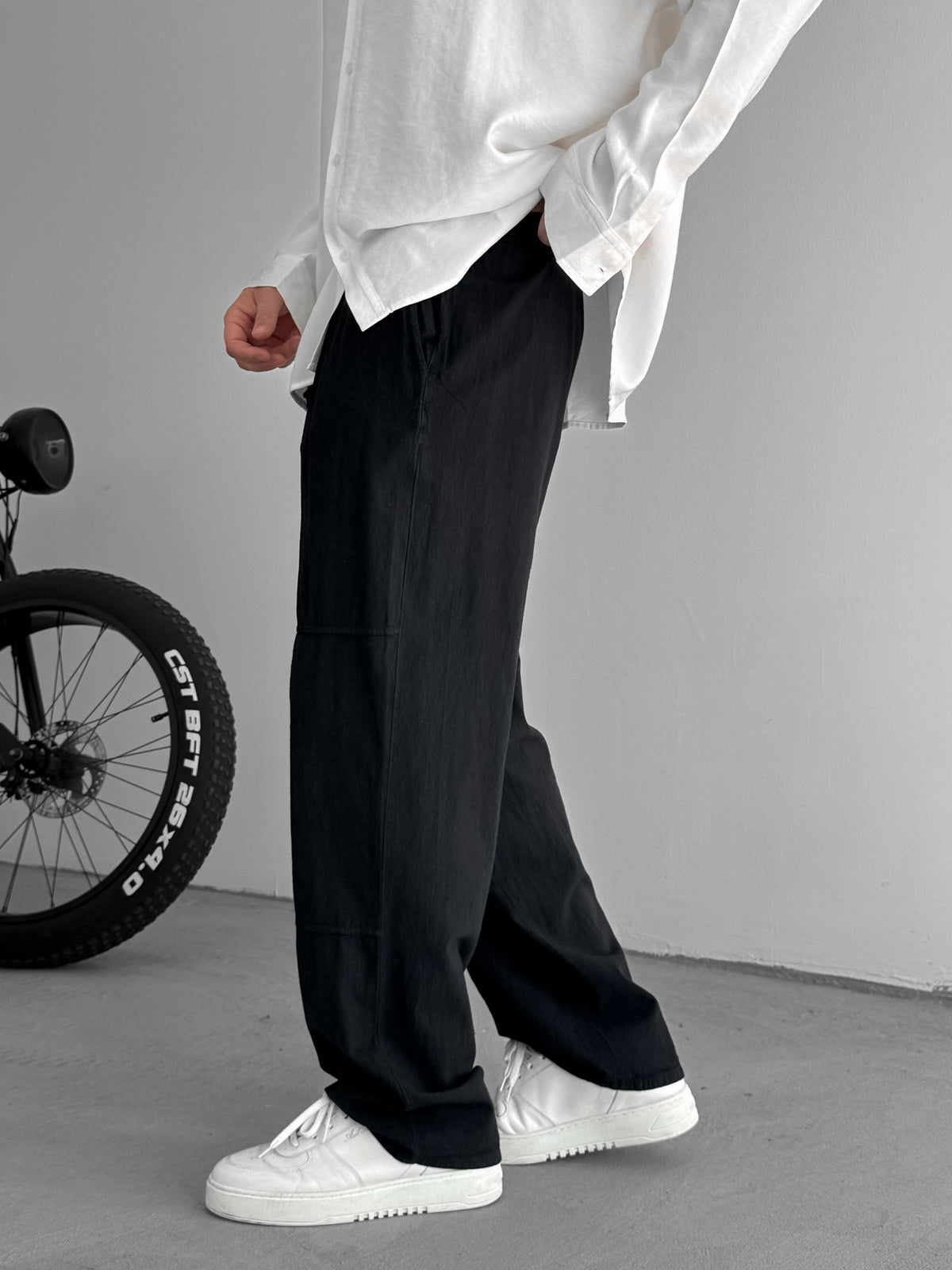 Comfortable Baggy Pants with Black Stitching