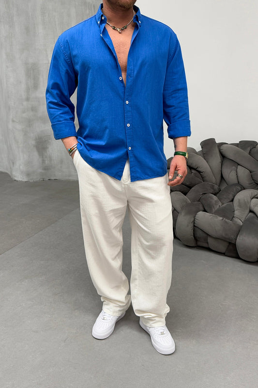 OVERSIZED FRESH LINEN SHIRT • SAX BLUE