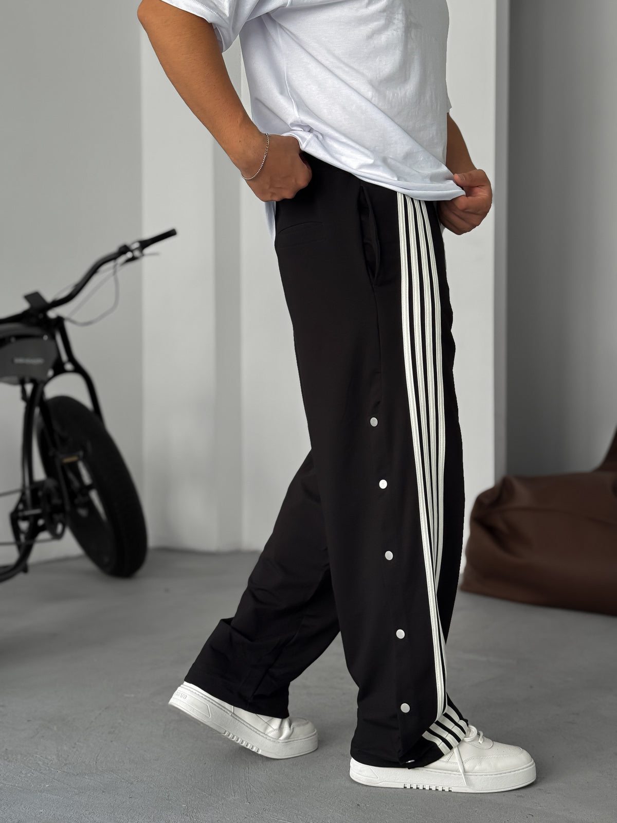 Black Baggy Striped Pants