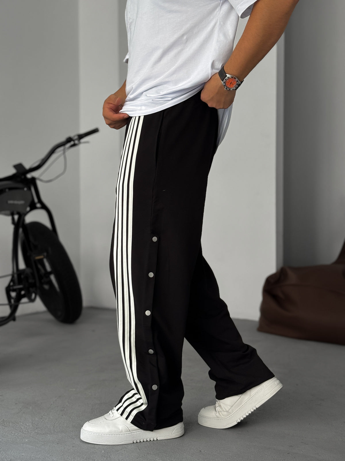Black Baggy Striped Pants