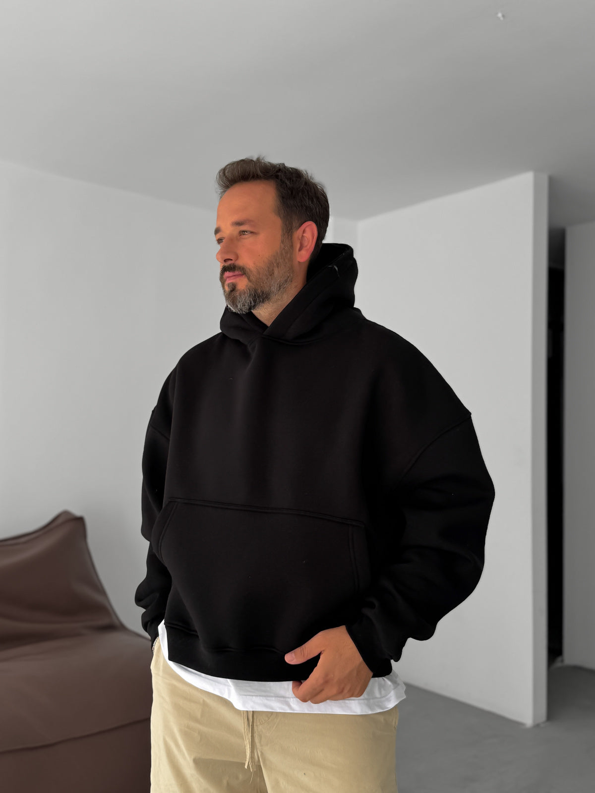 Black Basic Oversize Hoodie