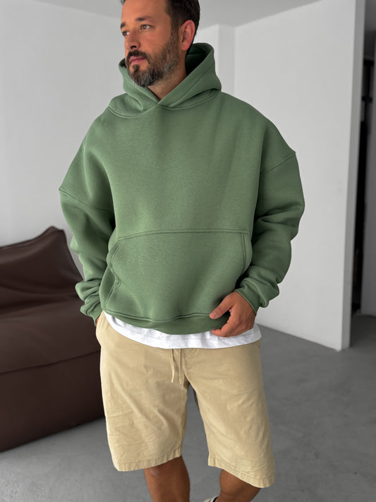 Green Basic Oversize Hoodie