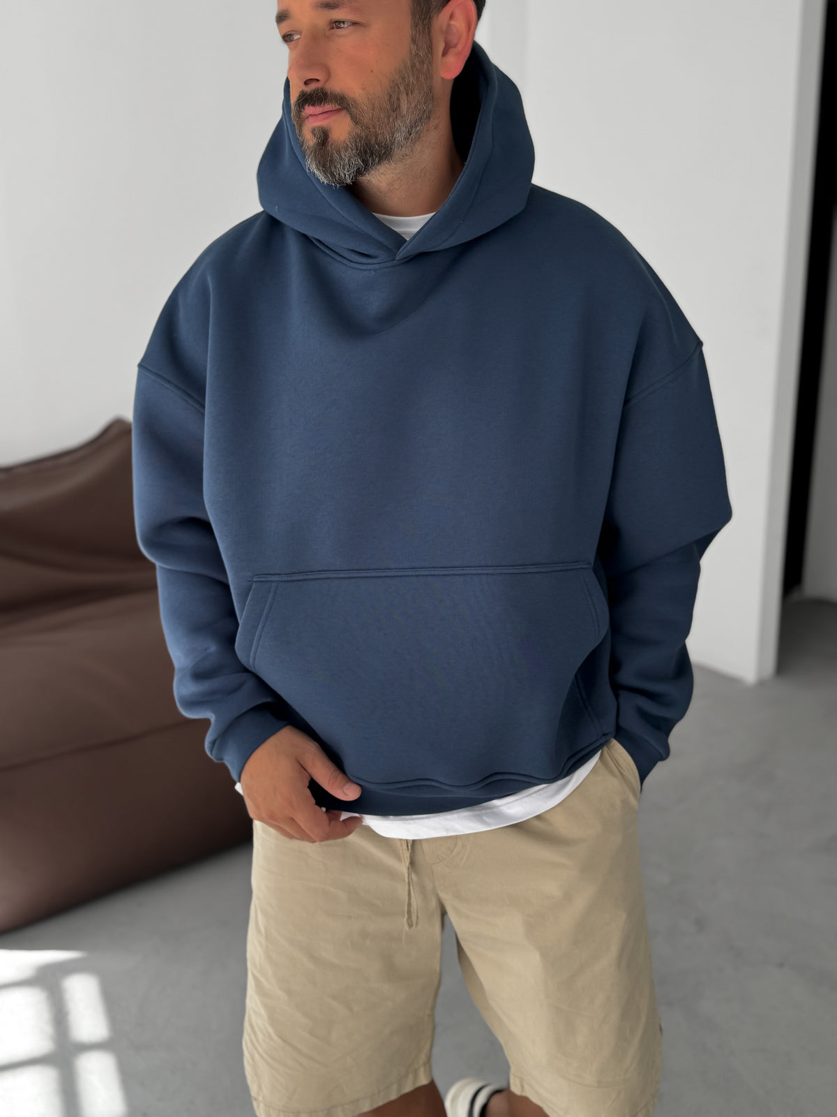 Navy Blue Basic Oversize Hoodie
